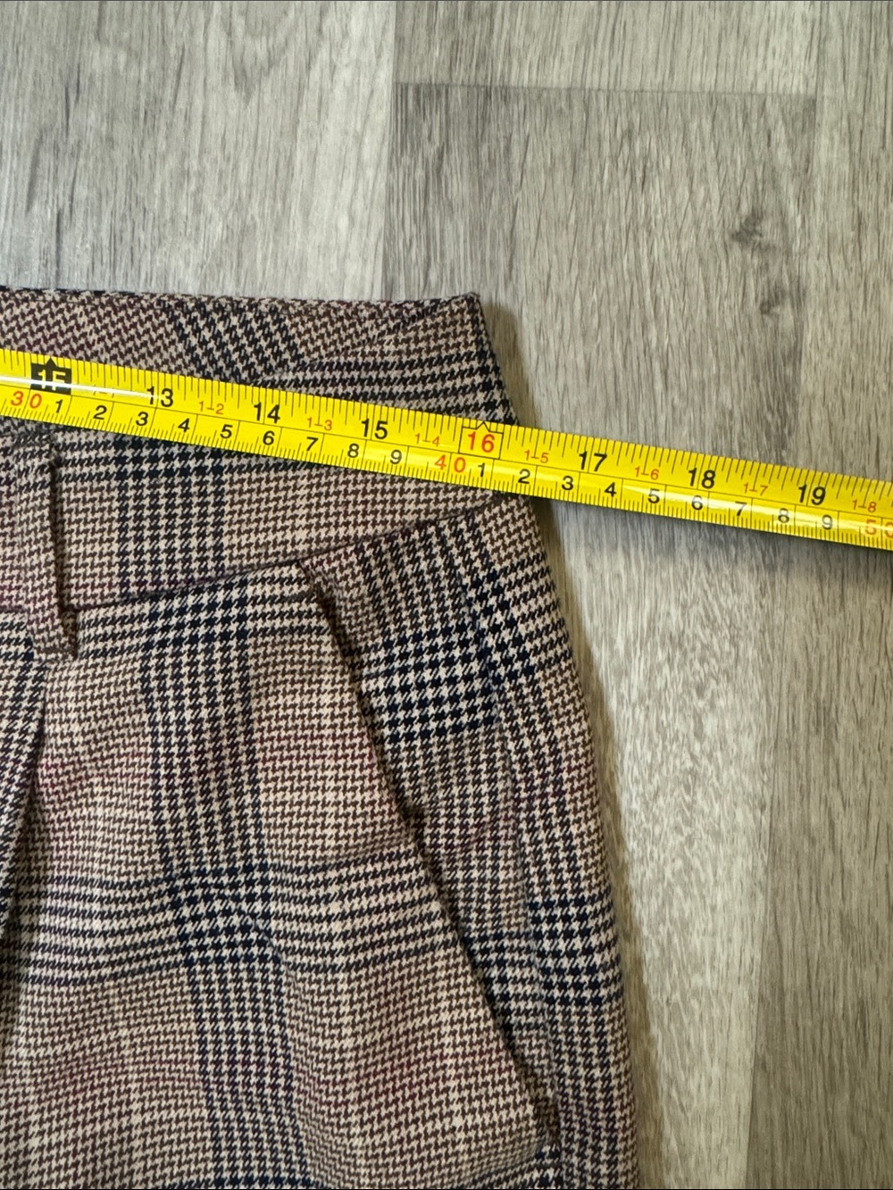 Old Navy Brown Plaid Taylor Wide Leg Trouser Dress Pants with Black Check. SizeL - Picture 4 of 13